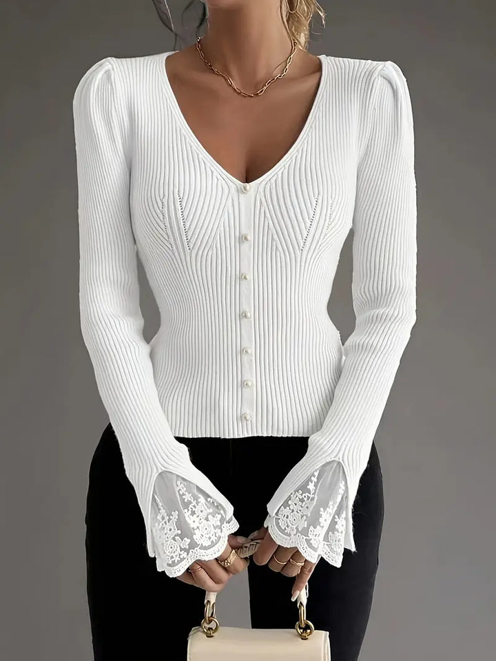 Louise™ | Ribbed V-Neck Sweater