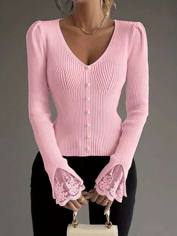 Louise™ | Ribbed V-Neck Sweater