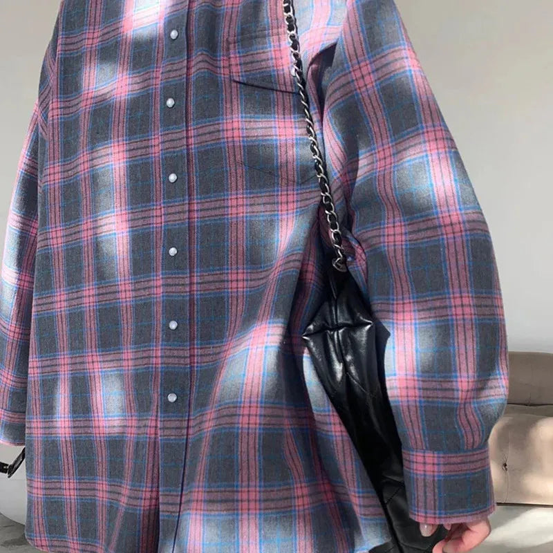 Becca™ | Oversized Plaid Button-Down Shirt