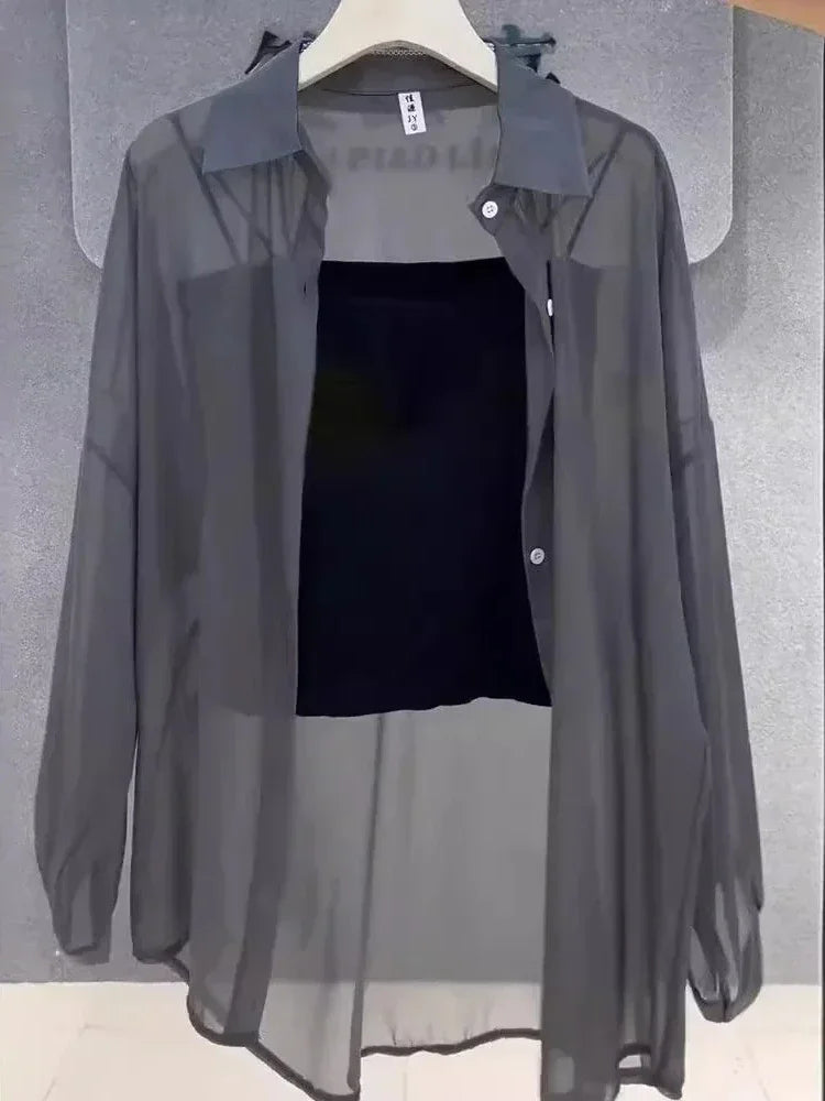 Madeline™ | Sheer Chiffon Button Blouse