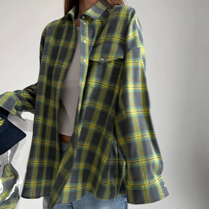 Becca™ | Oversized Plaid Button-Down Shirt