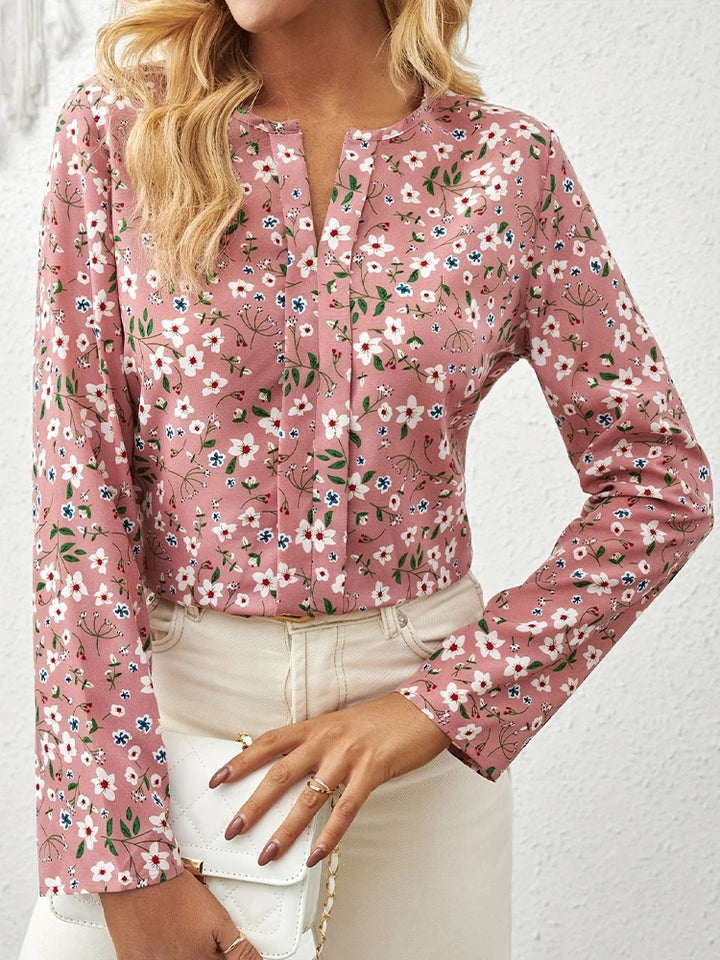 Cameron™ | Floral Pleated V-Neck Blouse