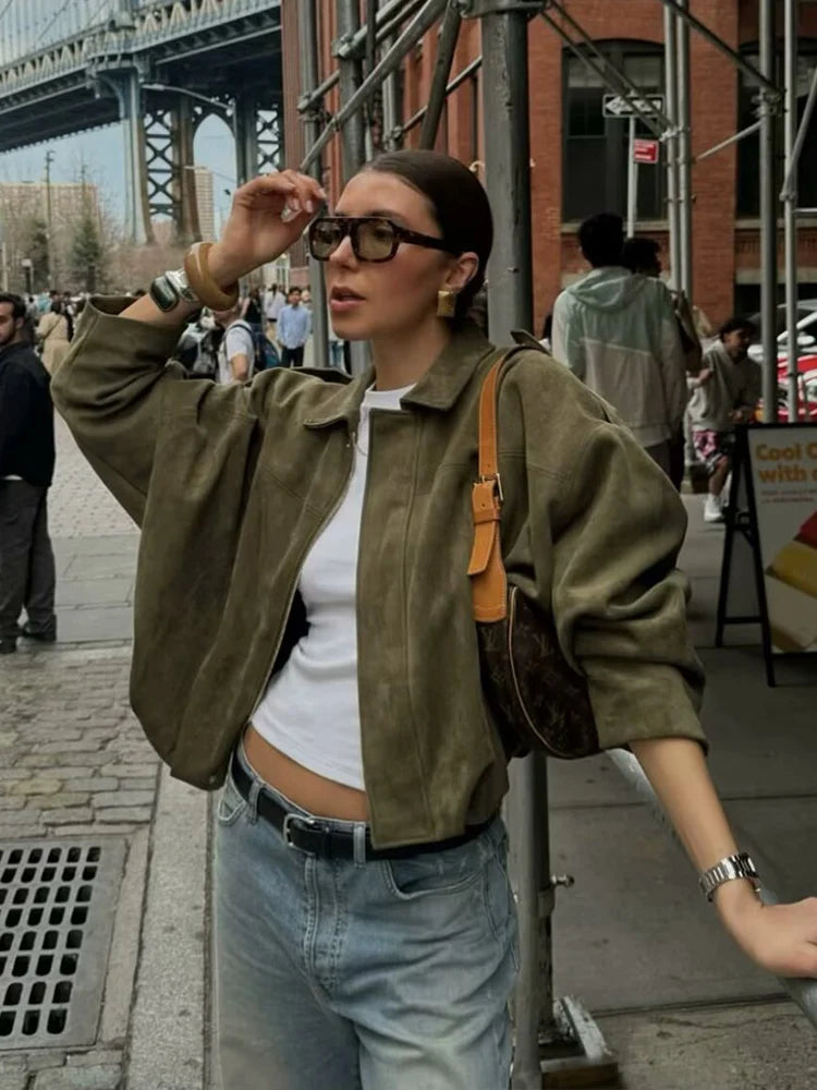 Apple™ | Suede Bomber Jacket