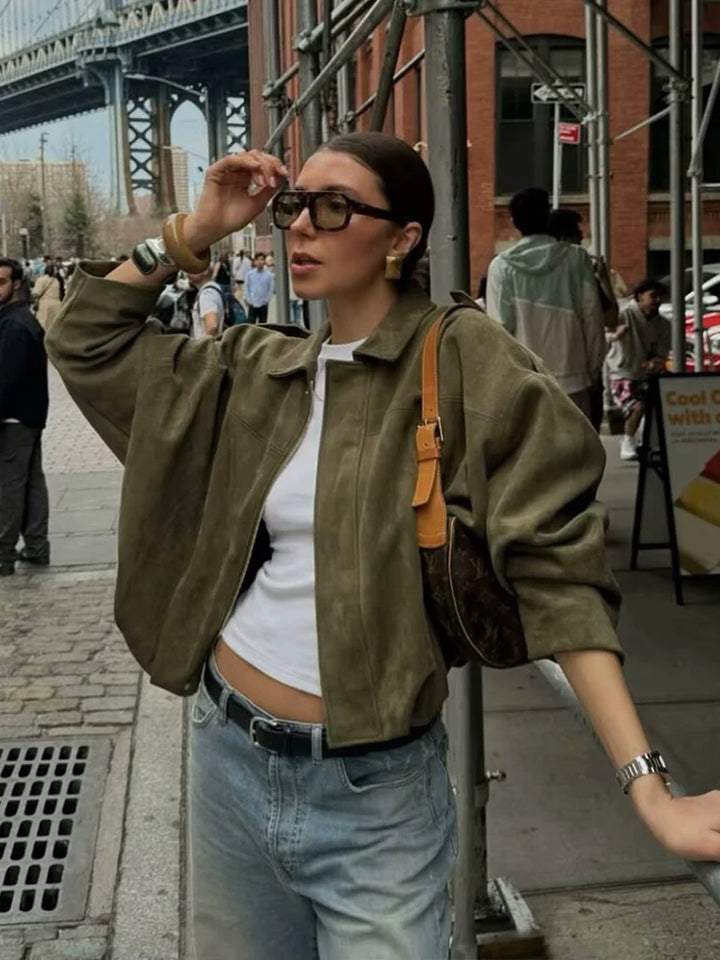 Apple™ | Suede Bomber Jacket