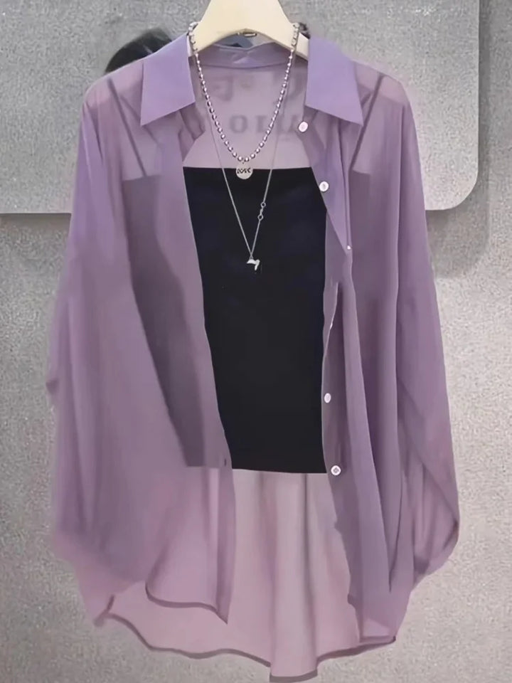 Madeline™ | Sheer Chiffon Button Blouse