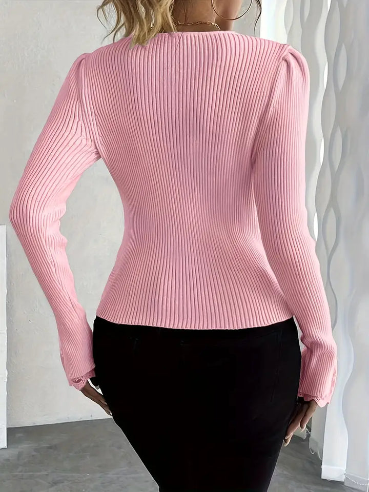 Louise™ | Ribbed V-Neck Sweater