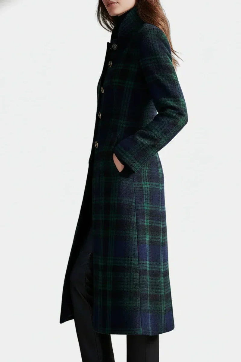 Ismeria™ | Elegant Check Mid-Length Coat