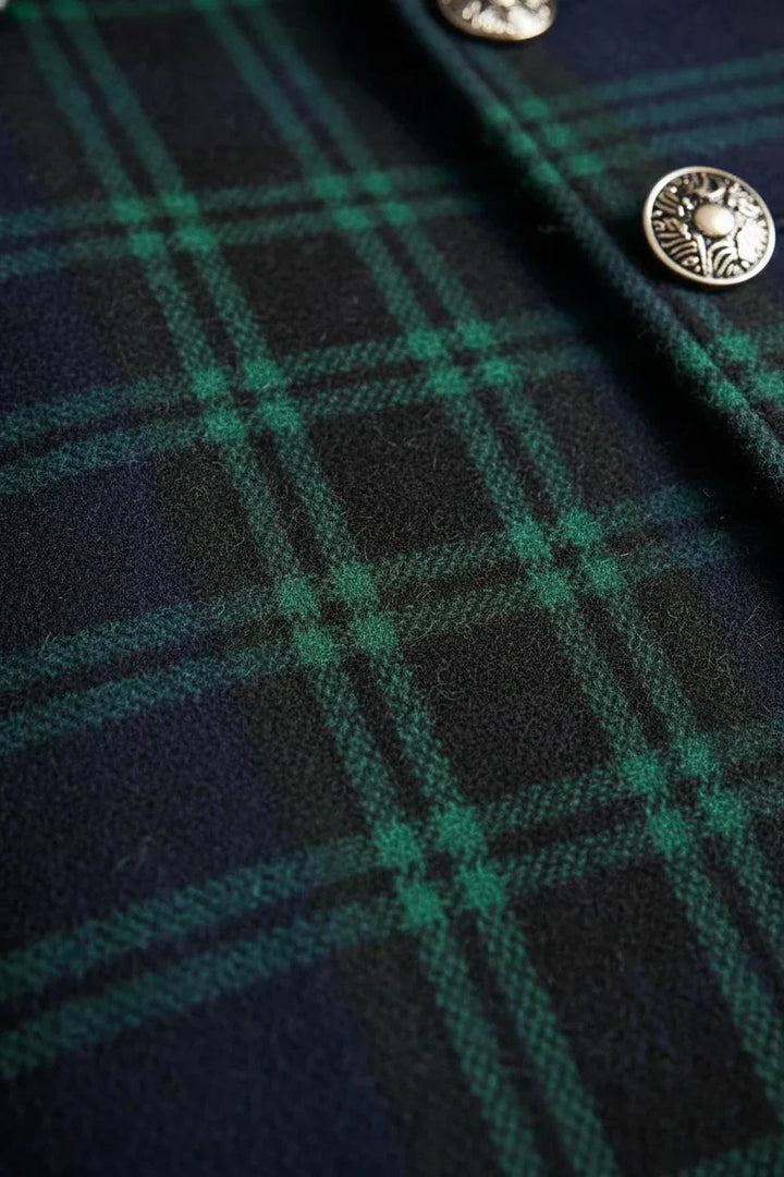 Ismeria™ | Elegant Check Mid-Length Coat